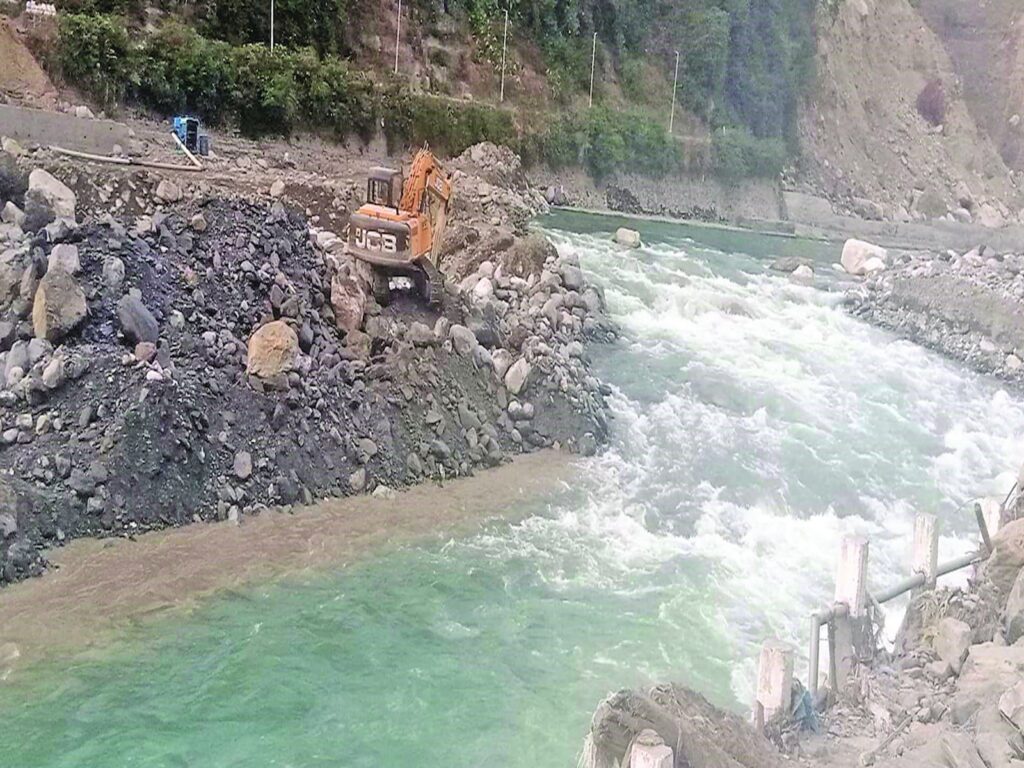 Construction of Protection Works Upstream of Intake, Left Bank of Rapti River